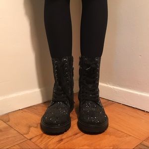Zadig & Voltaire Glitter Combat Boot